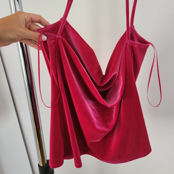 Express Pink Velvet Cowl Top - Picture 3 of 6